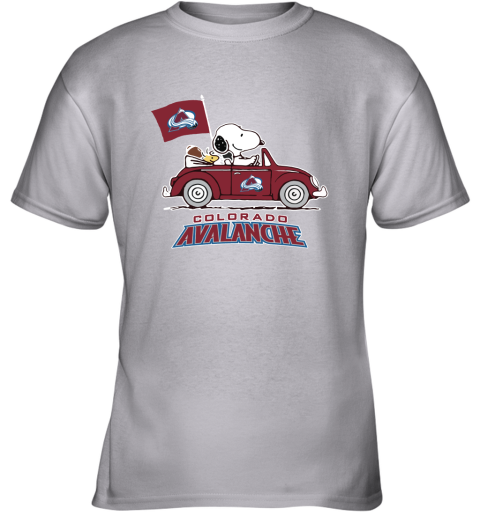 Snoopy And Woodstock Ride The Colorado Avalanche Car NHL Youth T-Shirt