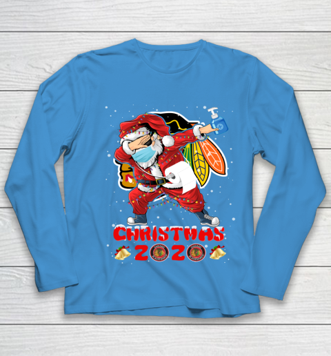 Chicago Blackhawks Funny Santa Claus Dabbing Christmas 2020 NHL Youth Long Sleeve 5