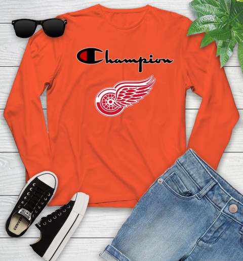 NHL Hockey Detroit Red Wings Champion Shirt Youth Long Sleeve 2