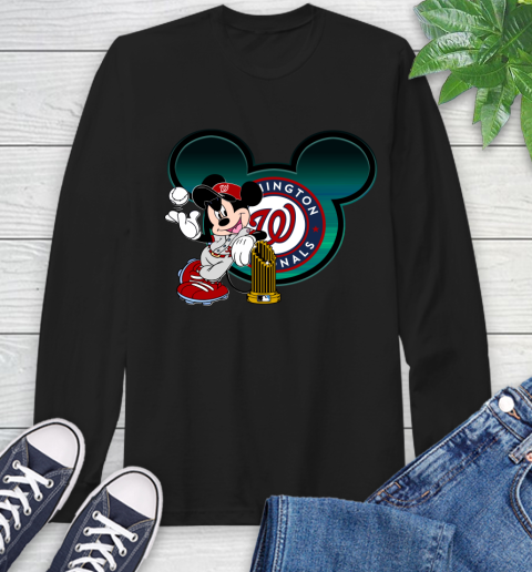 MLB Washington Nationals The Commissioner's Trophy Mickey Mouse Disney Long Sleeve T-Shirt 2