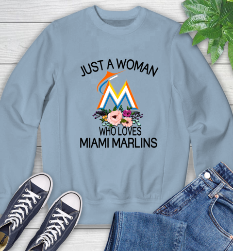 MLB Just A Woman Who Loves Miami Marlins Baseball Sports Sweatshirt 5