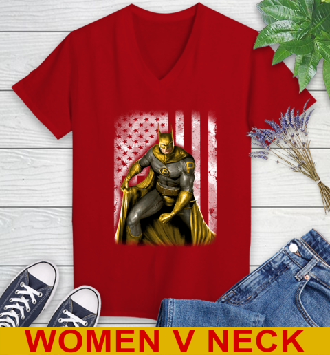 Pittsburgh Pirates MLB Baseball Batman DC American Flag Shirt Women's V-Neck T-Shirt 10