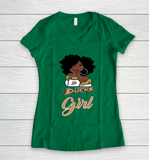 Anaheim Ducks Girl NHL Women's V-Neck T-Shirt 5