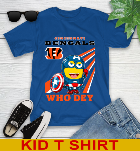 NFL Football Cincinnati Bengals Captain America Marvel Avengers Minion Shirt Youth T-Shirt 10