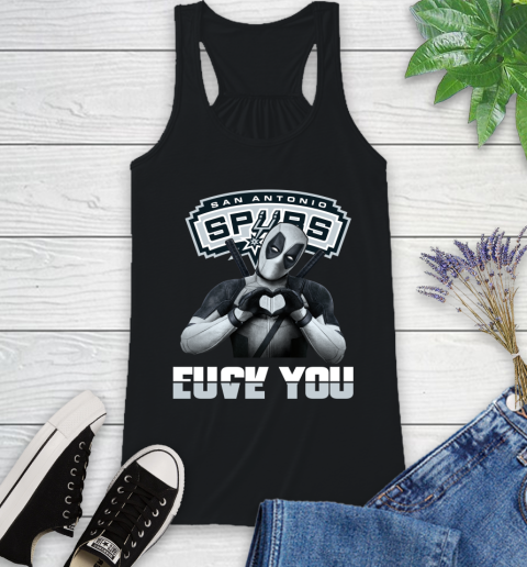 NBA San Antonio Spurs Deadpool Love You Fuck You Basketball Sports Racerback Tank