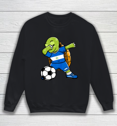 Dabbing Turtle Nicaragua Soccer Fans Jersey Flag Football Sweatshirt