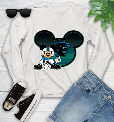 NFL Carolina Panthers Mickey Mouse Disney Football T Shirt Youth Long Sleeve 12