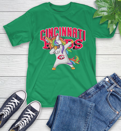 Cincinnati Reds MLB Baseball Funny Unicorn Dabbing Sports T-Shirt 7