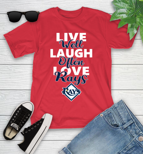MLB Baseball Tampa Bay Rays Live Well Laugh Often Love Shirt Youth T-Shirt 11