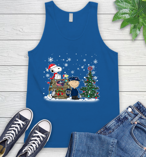 NHL Columbus Blue Jackets Snoopy Charlie Brown Woodstock Christmas Stanley Cup Hockey Tank Top 4