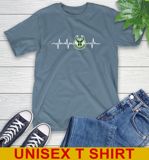 Milwaukee Bucks NBA Basketball Heart Beat Shirt T-Shirt - Image 9
