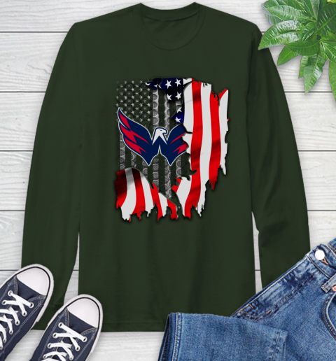 Washington Capitals NHL Hockey American Flag Long Sleeve T-Shirt 7
