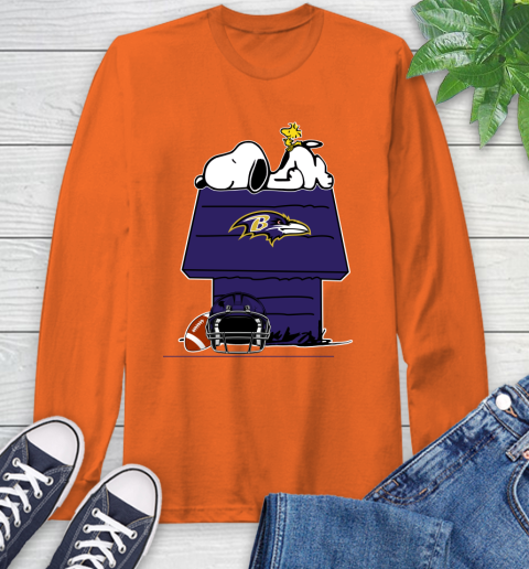 Baltimore Ravens NFL Football Snoopy Woodstock The Peanuts Movie Long Sleeve T-Shirt 5