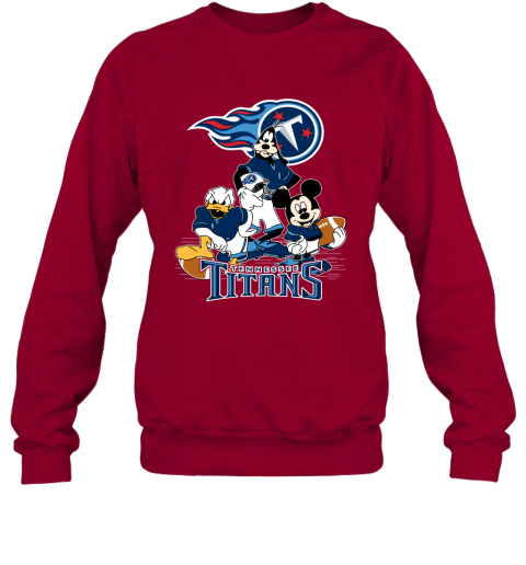 NFL Tennessee Titans Mickey Mouse Donald Duck Goofy Football T Shirt QxKxDpJTXzm sweatshirt 35 95 151514 front cardinal red