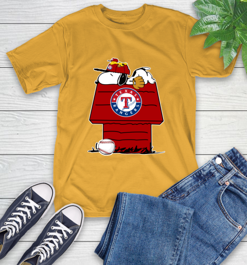 MLB Texas Rangers Snoopy Woodstock The Peanuts Movie Baseball T Shirt T-Shirt 3