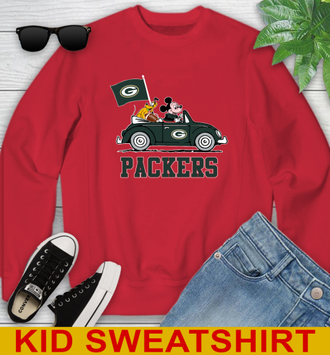 NFL Football Green Bay Packers Pluto Mickey Driving Disney Shirt Youth Sweatshirt 8