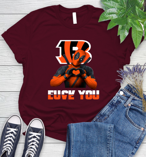 NHL Cincinnati Bengals Deadpool Love You Fuck You Football Sports Women's T-Shirt 7