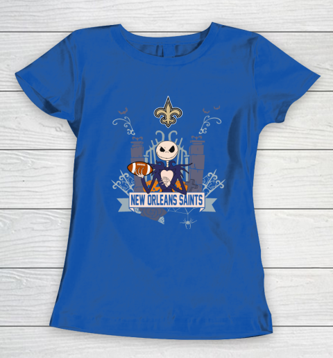 NFL New Orleans Saints Football Jack Skellington Halloween Women's T-Shirt 8