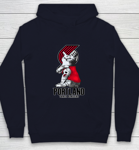 NBA Basketball My Cat Loves Portland Trail Blazers Youth Hoodie 2