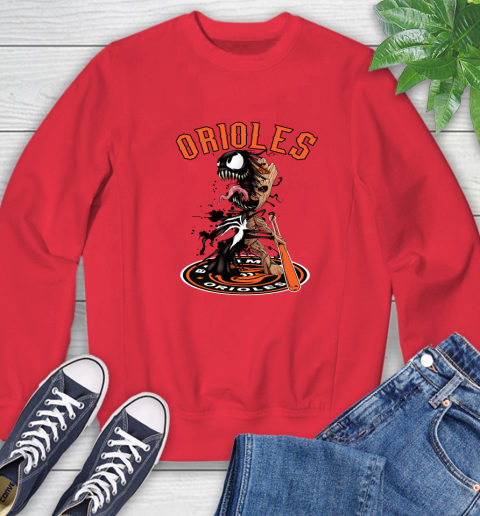 MLB Baltimore Orioles Baseball Venom Groot Guardians Of The Galaxy Sweatshirt 10