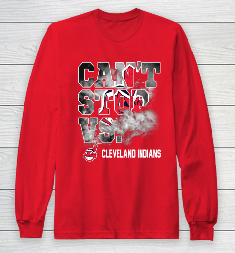 MLB Cleveland Indians Baseball Can't Stop Vs Cleveland Indians Long Sleeve T-Shirt 7