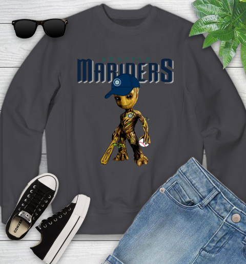 MLB Seattle Mariners Groot Guardians Of The Galaxy Baseball Youth Sweatshirt 6