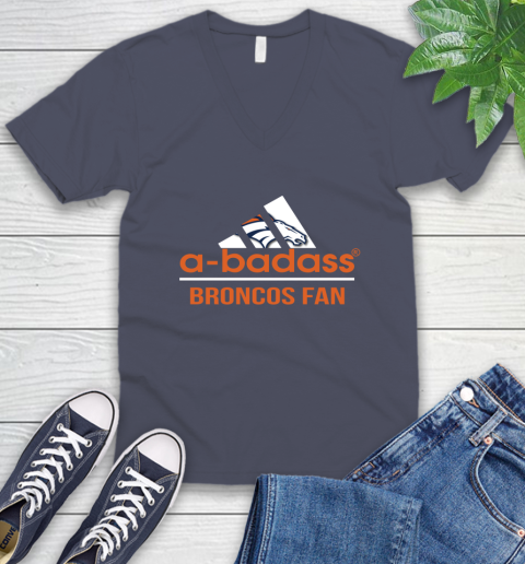 Denver Broncos NFL Football A Badass Adidas Adoring Fan Sports V-Neck T-Shirt 7