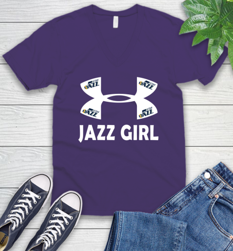 NBA Utah Jazz Girl Under Armour Basketball Sports V-Neck T-Shirt 9