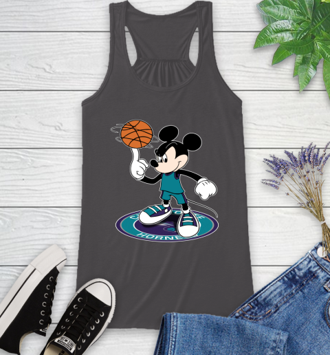 NBA Basketball Charlotte Hornets Cheerful Mickey Disney Shirt Racerback Tank 12