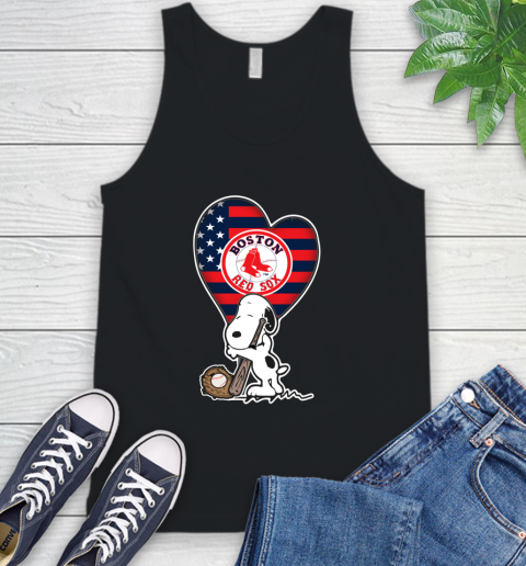 Boston Red Sox MLB Baseball The Peanuts Movie Adorable Snoopy Tank Top 2