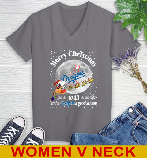 Los Angeles Dodgers Merry Christmas To All And To Dodgers A Good Season MLB Baseball Sports Women's V-Neck T-Shirt 11