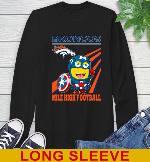 NFL Football Denver Broncos Captain America Marvel Avengers Minion Shirt Long Sleeve T-Shirt