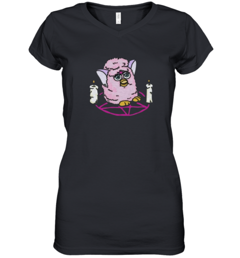Pentagram Pal Furby Shirt Cursed Toy Furby Women's V-Neck T-Shirt