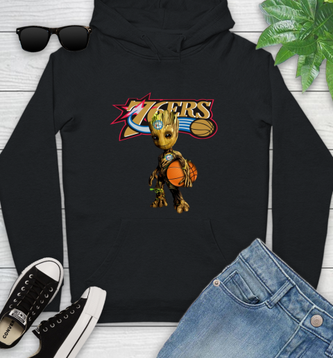 Philadelphia 76ers NBA Basketball Groot Marvel Guardians Of The Galaxy Youth Hoodie 2