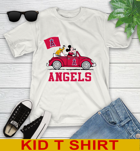MLB Baseball Los Angeles Angels Pluto Mickey Driving Disney Shirt Youth T-Shirt