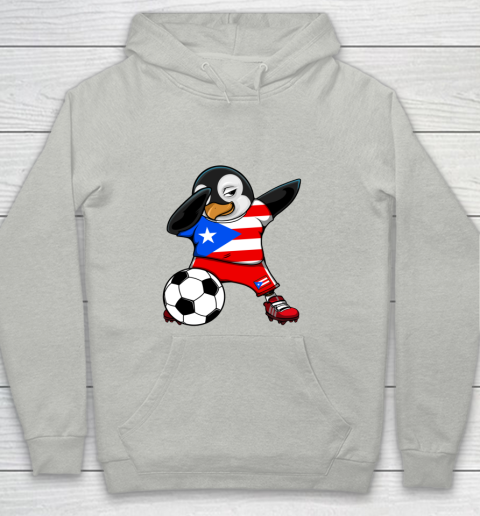 Dabbing Penguin Puerto Rico Soccer Fan Jersey Football Lover Youth Hoodie