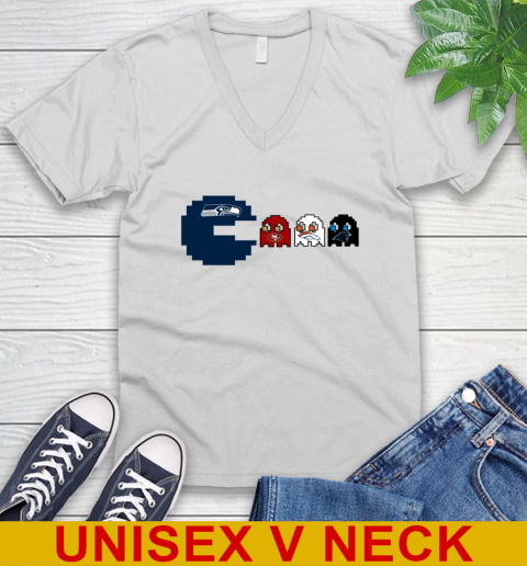 Seattle Seahawks NFL Football Pac Man Champion V-Neck T-Shirt