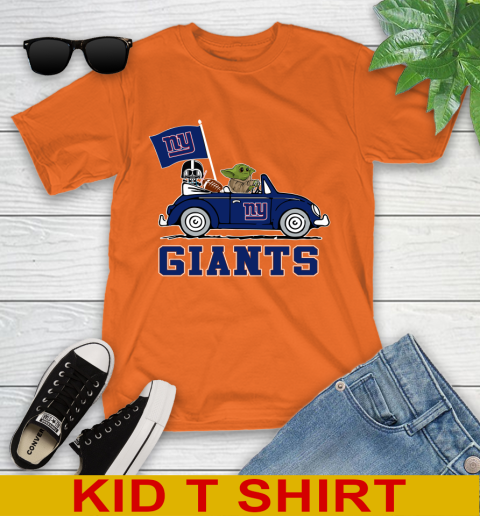 NFL Football New York Giants Darth Vader Baby Yoda Driving Star Wars Shirt Youth T-Shirt 7