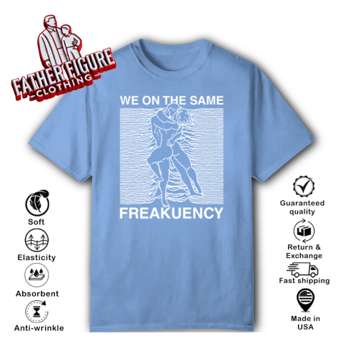 q5fp we on the same freakuency joy division classic t shirt 2 front carolina blue