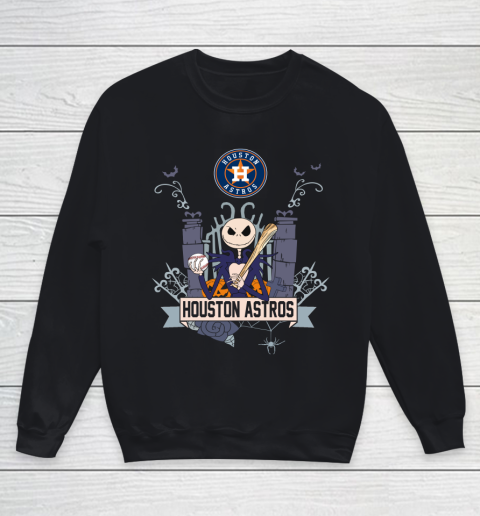 MLB Houston Astros Baseball Jack Skellington Halloween Youth Sweatshirt