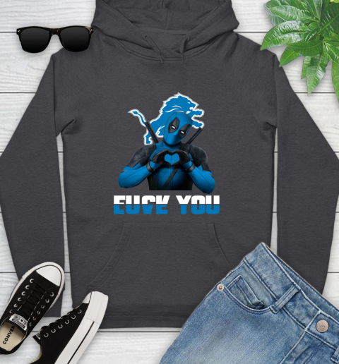 NHL Detroit Lions Deadpool Love You Fuck You Football Sports Youth Hoodie 8