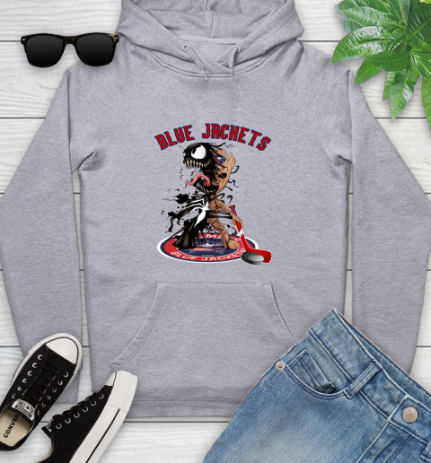 NHL Columbus Blue Jackets Hockey Venom Groot Guardians Of The Galaxy Youth Hoodie 6