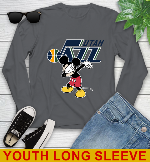 Utah Jazz NBA Basketball Dabbing Mickey Disney Sports Youth Long Sleeve 9