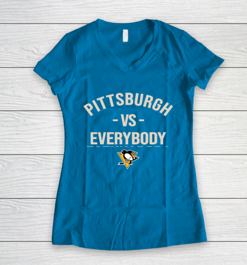 Pittsburgh Penguins Vs Everybody Women's V-Neck T-Shirt 5