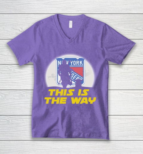New York Rangers NHL Ice Hockey Star Wars Yoda And Mandalorian This Is The Way V-Neck T-Shirt 8
