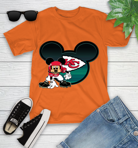 NFL Kansas City Chiefs Mickey Mouse Disney Football T Shirt Youth T-Shirt 7