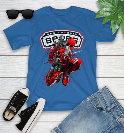 NBA Deadpool Marvel Comics Sports Basketball San Antonio Spurs Youth T-Shirt 9