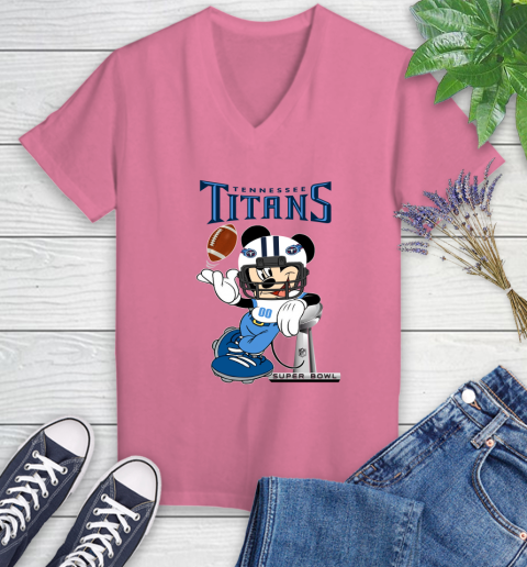 NFL Tennessee Titans Mickey Mouse Disney Super Bowl Football T Shirt Women's V-Neck T-Shirt 13