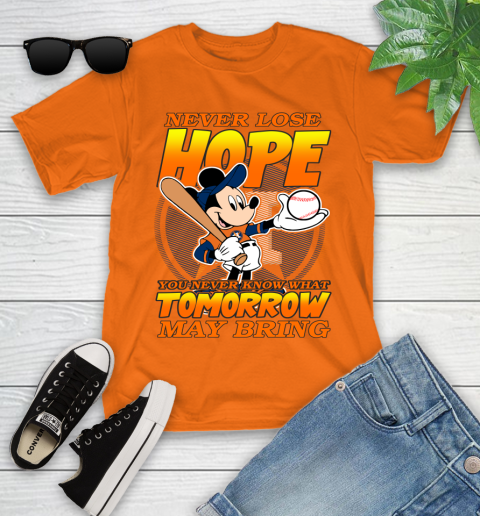Houston Astros MLB Baseball Mickey Disney Never Lose Hope Youth T-Shirt 9