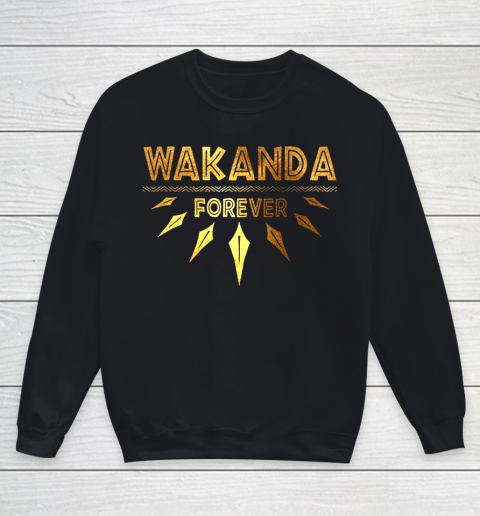 Wakanda Forever Gold Foil Black Panther Youth Sweatshirt